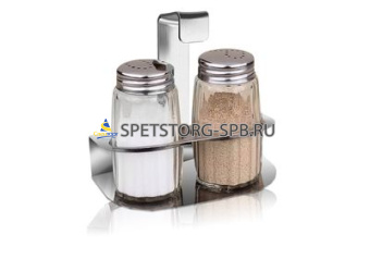 Набор для специй 3пр. LARA (соль и перец 2*40мл, подставка) нерж., стекло     (1)     LR08-00