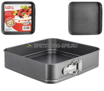 Форма для выпечки LARA 28*28*6.8см разъемная, прямоуг., углер.сталь АП    (1)     LR11-19
