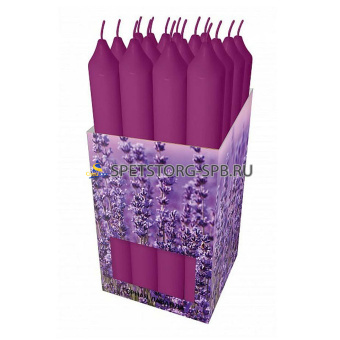 Свеча столовая d 18мм высота 170мм ароматизированная Горная лаванда   (шоубокс 16шт.)         400344