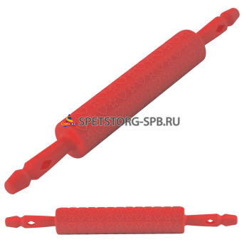 Скалка фигурная "Звездочки-сердечки" 41см, р/ч 22,5см, d-5см     (12)     VL80-273