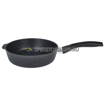 Сковорода глубокая 160 мм АП с ручкой АП "GRANIT" (black)  (10)     сггч160а