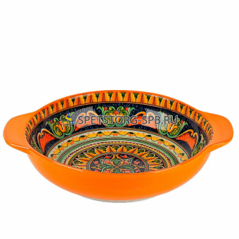 Салатник овальный с ручками "Arabesque" оранжевый 22*15,5см   (8)   860230