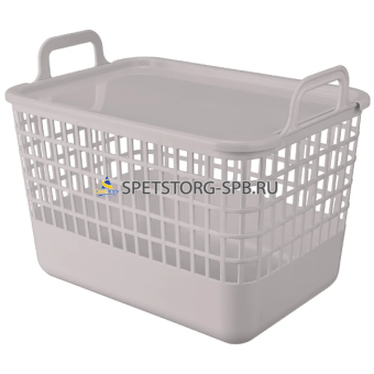 Корзина с крышкой "KOBO" 320*224*255мм, 15л, светло-бежевый    (16)   5218234