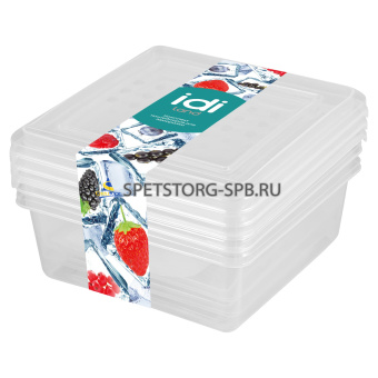 Набор емкостей для продуктов Аsti 3шт. для заморозки 0,5л квадратные, бесцветные     (18)     221101101/00