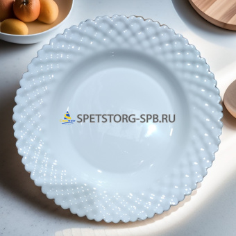 Тарелка суповая PARS OPAL Pearla 22,5см опаловое стекло     (6) (36)     POP225W
