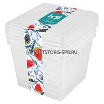 Набор емкостей для продуктов Аsti 3шт. 1,0л квадрат. бесцветные для заморозки    (12)     221101301/00